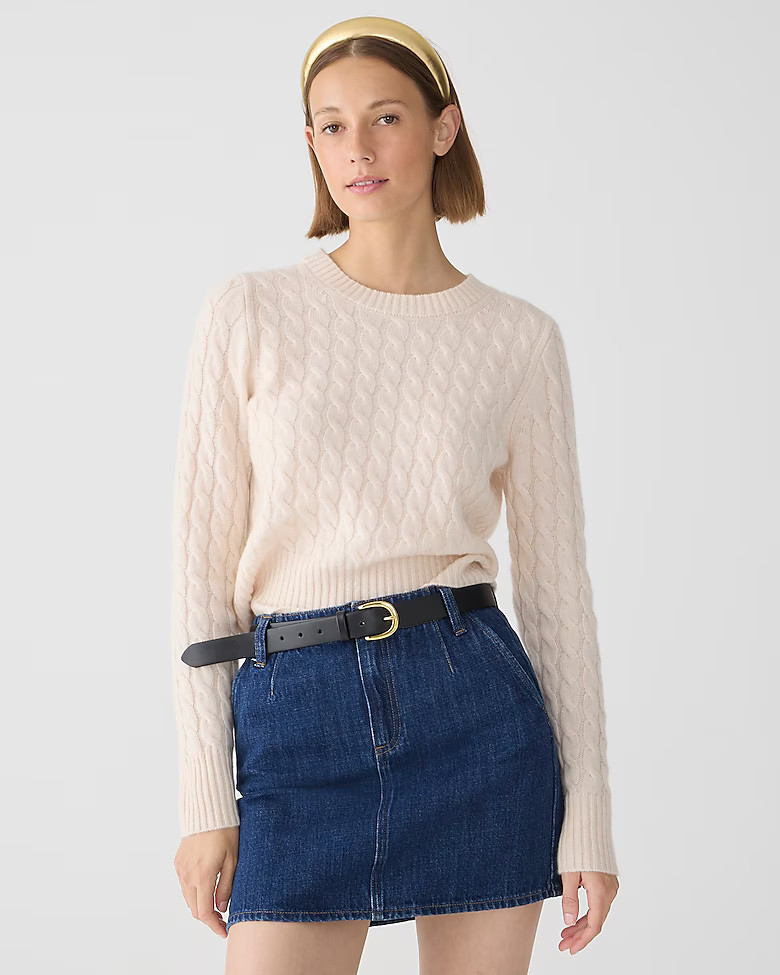 Cashmere shrunken cable-knit crewneck sweater | J. Crew US