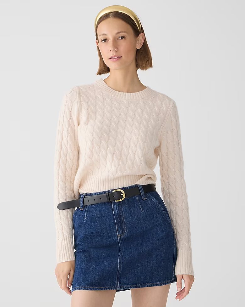 Cashmere shrunken cable-knit crewneck sweater | J.Crew US