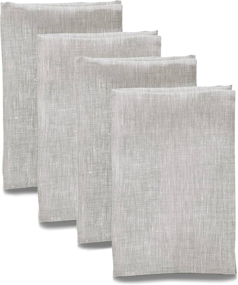 Solino Home Linen Napkins 20 x 20 Inch – 100% Pure Linen Oyster Grey Cloth Napkins Set of 4 –... | Amazon (US)