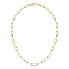 2/5 CTW Round Caydia Lab Grown Diamond 24in Pave Chain Link Necklace 14K Yellow Gold | Charles & Colvard
