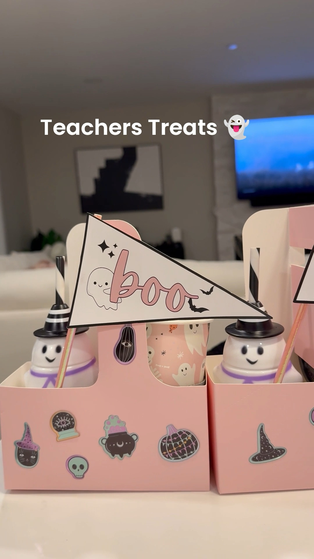 🎃 Teacher Halloween gift/ treat idea to save for next year! 👻
I put together these little “BOO-sy” gifts with a ghost cup + treats in a drink carrier. 

simple, affordable, and such a cute way to surprise your teachers or coworkers! 💕

#TeacherGift #HalloweenDIY #LTKGiftIdeas #BooBasket #EasyTeacherGift 

#LTKHome #LTKSeasonal #LTKHalloween #LTKHoliday