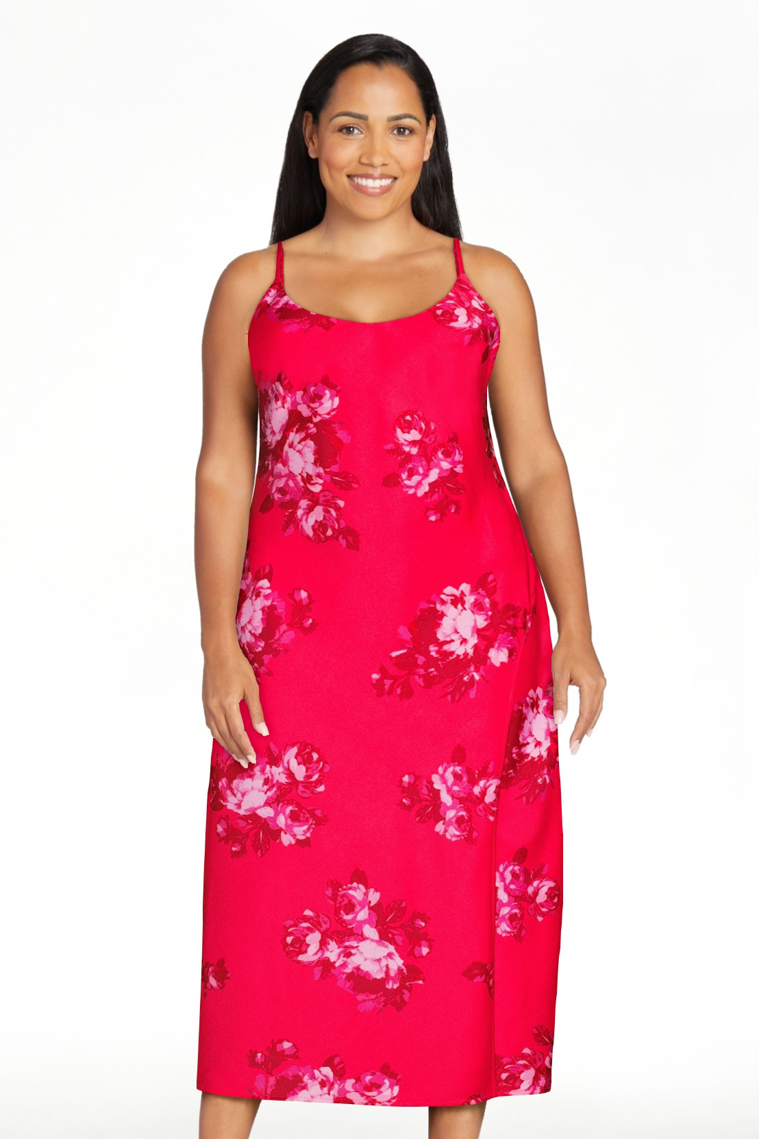 Scoop Women's Satin Midi Slip Dress with Side Slit, Sizes XS-XXL | Walmart (US)