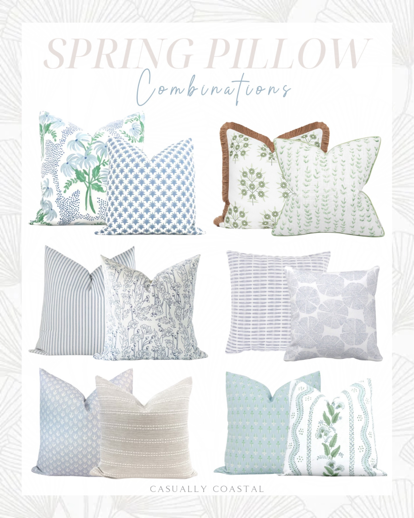 Spring Pillow Combinations 

coastal home decor, home decor, living room decor, spring pillows, spring pillow covers, blue and white pillows, blue and white pillow covers, etsy pillow covers, 20"x20" pillows, 22"x22" pillows, 24"x24" pillows, coastal living room decor, spring pillow combinations, spring pillow styling, couch pillows, living room decor, green pillow covers, green and blue pillow covers, Amazon pillow covers, block print pillow covers, coastal grandmillennial 

#LTKstyletip #LTKfindsunder100 #LTKhome