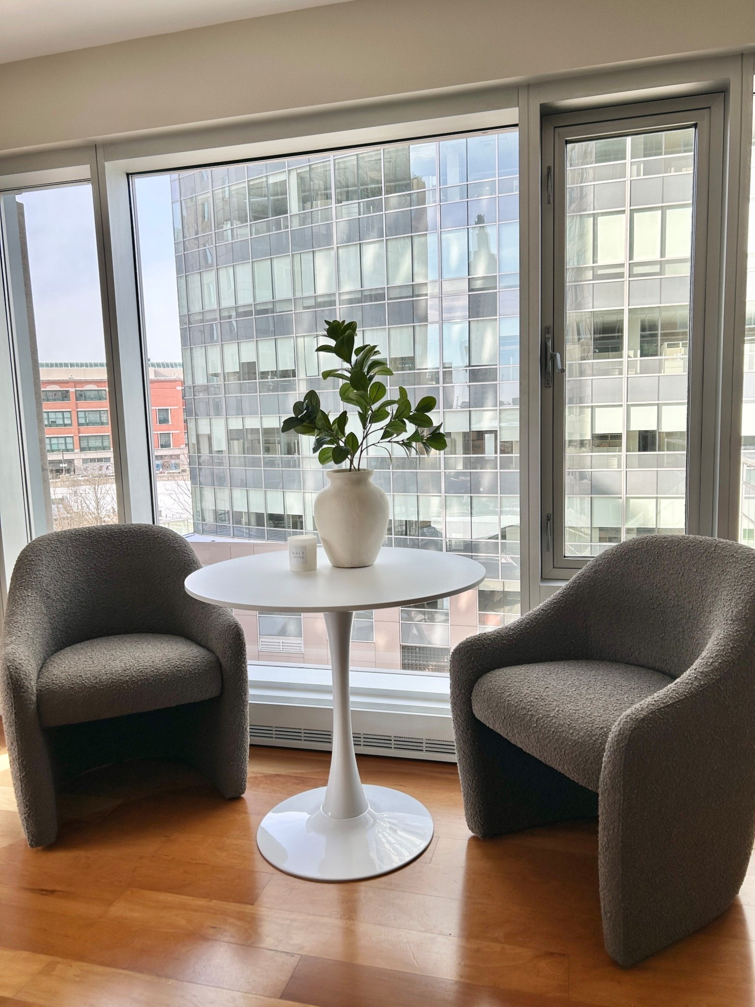 Dining nook, small white pedestal table with cozy brown dining chairs. 

#diningchair #diningtable

#LTKHome