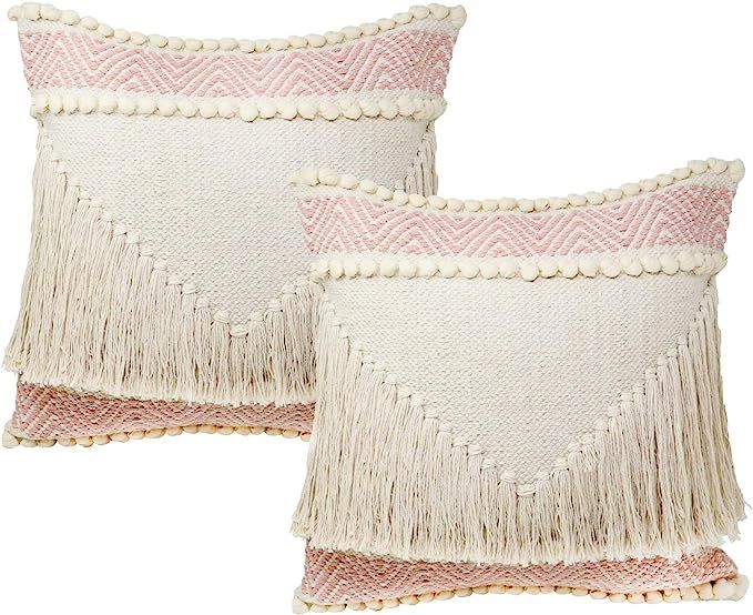 Heavenera Pack of 2 Decorative Pillows Premium Cotton Cushion Cover Bohemian Fringe Throw Pillow ... | Amazon (US)