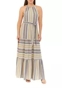 Women's Linen Tiered Halter Maxi Dress | Belk
