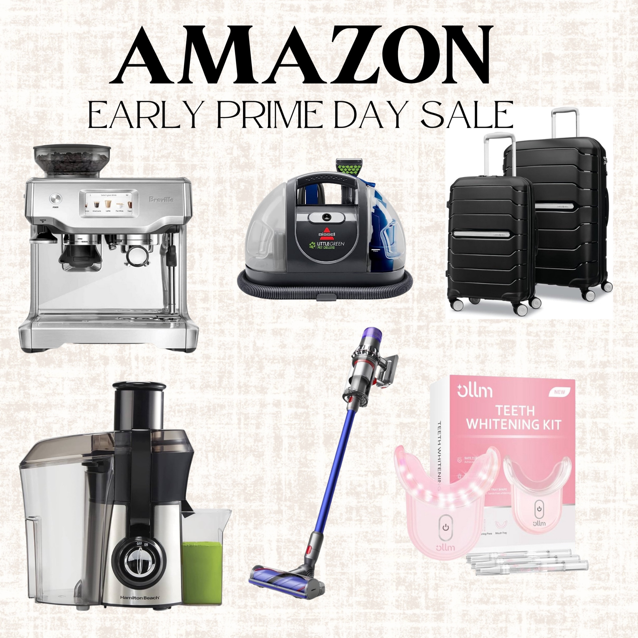 Early Amazon prime deals and limited time sales! 
Amazing Amazon home finds on best sellers. Amazon kitchen. Juicer, Dyson, luggage, espresso machine , trendy green Bissell cleaner  

#LTKTravel #LTKHome #LTKSaleAlert