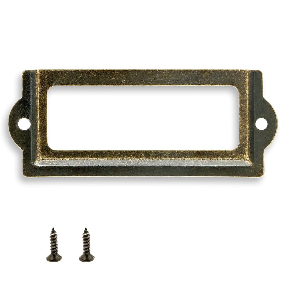 30 Pcs Antique Label Holder, 3.3 Inch Long Metal Office File Cabinet Shelves Drawer Name Card Lab... | Amazon (US)