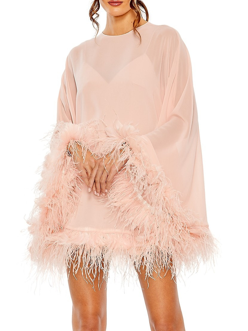 Feather-Trim Trapeze Minidress | Saks Fifth Avenue