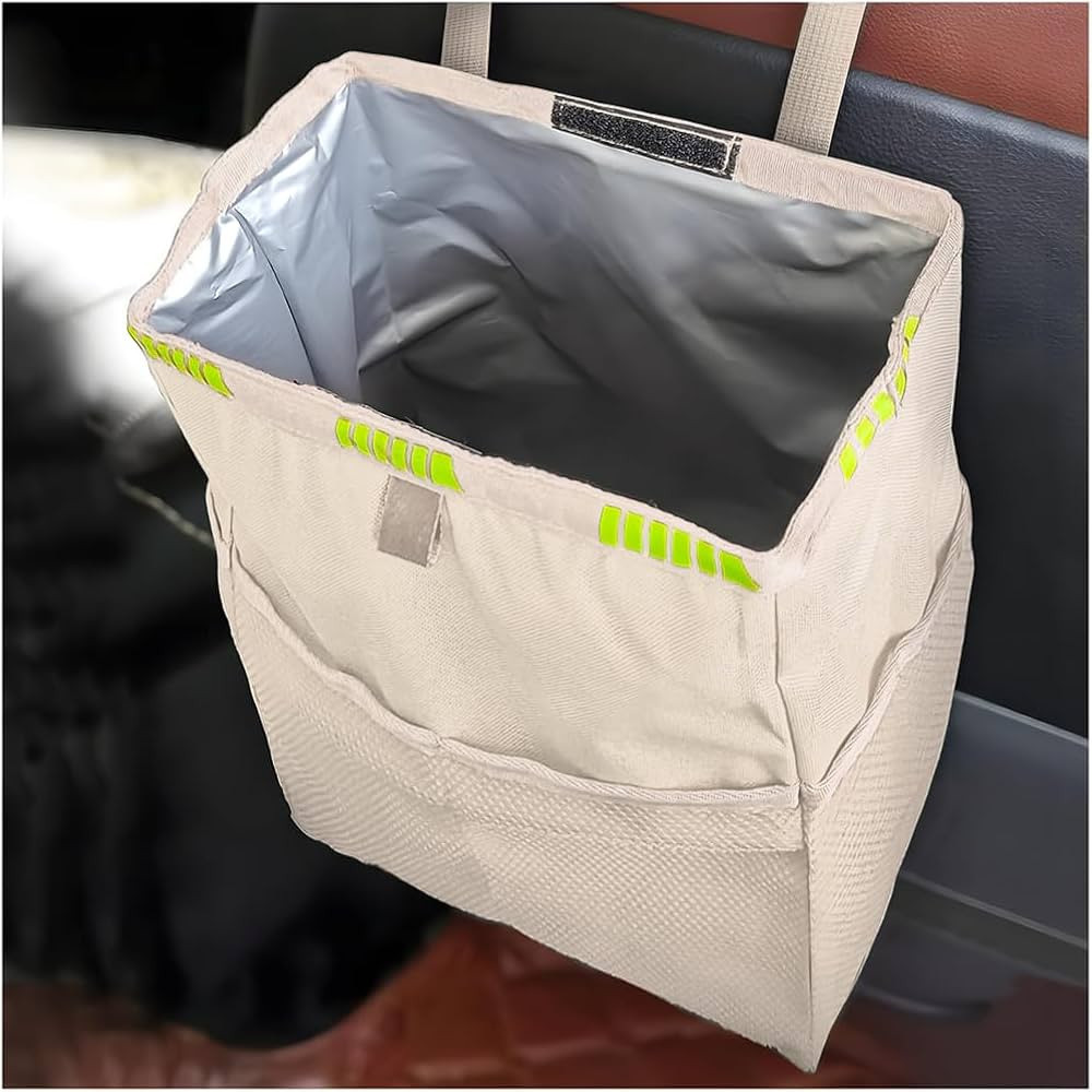 Hanging Car Trash Can with Storage Pockets, Waterproof Leakproof Automotive Garbage Bag, Washable... | Amazon (US)