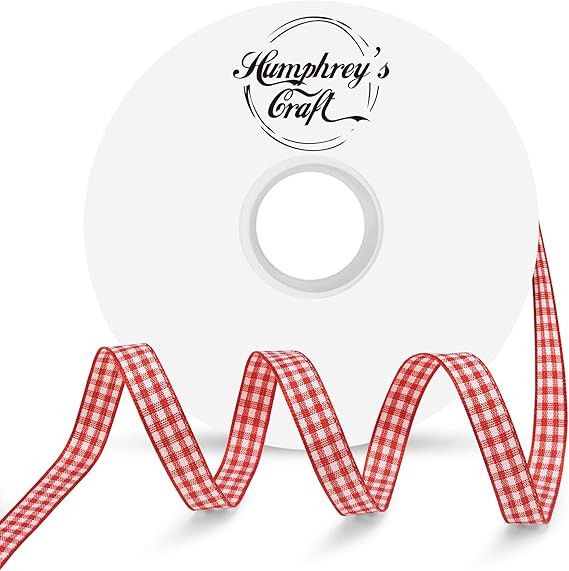 Humphrey's Craft 3/8 Inch Wide Red and White Gingham Ribbons Spool - 50 Yards Variety of Color fo... | Amazon (US)