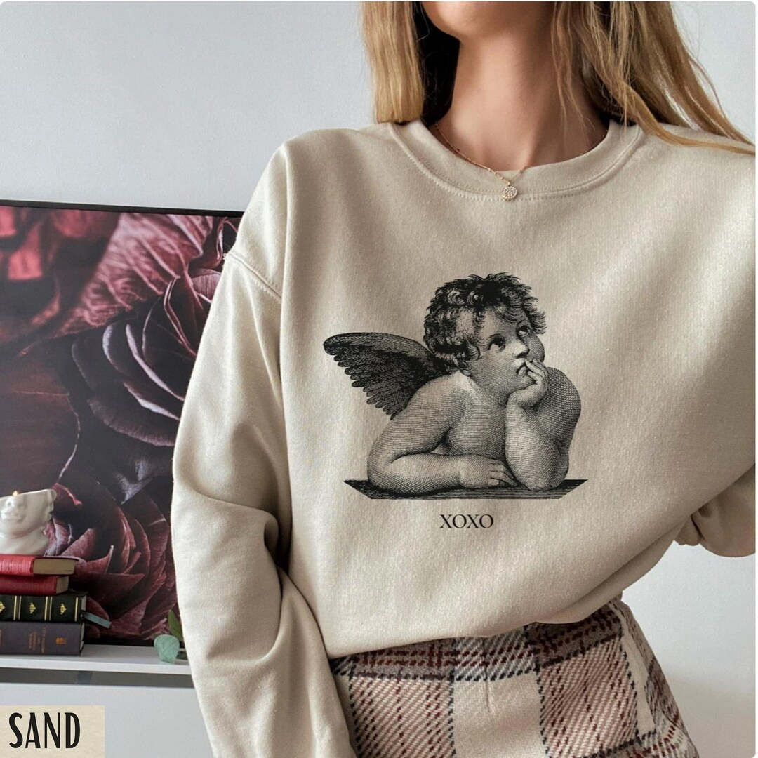 Light Academia Clothing, Valentines Day Sweatshirt, Cherub Angel Shirt, XOXO Sweatshirt, Dark Aca... | Etsy (US)
