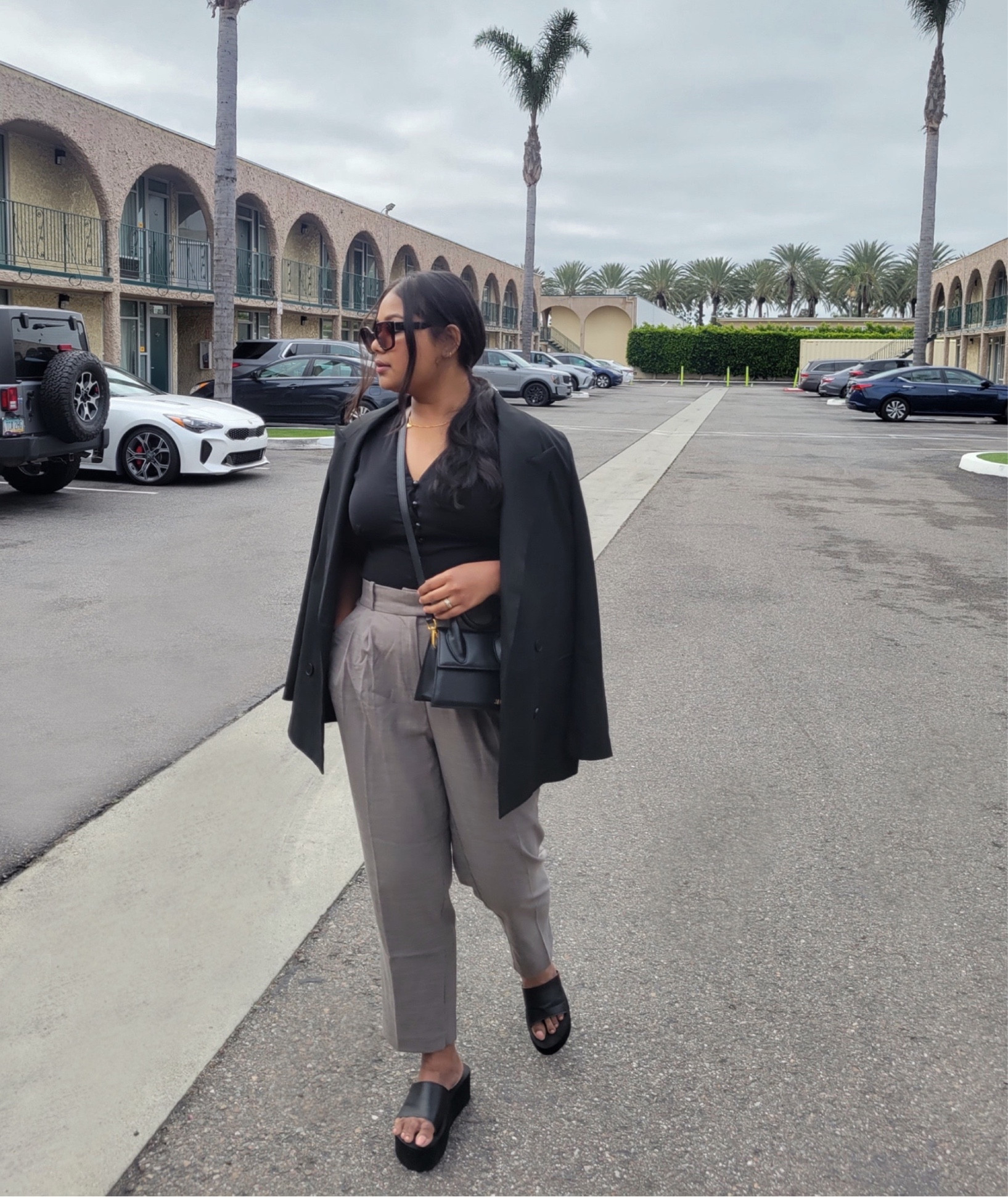 Aritzia blazer, summer style, summer outfit, grey tailored trousers, shein top, prada sunglasses, platform sandals, Jacquemus, transitional style 

#LTKstyletip #LTKSeasonal #LTKSale