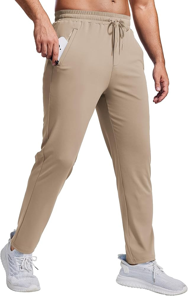 PINSPARK Mens Joggers with Zipper Pockets Lightweight Athletic Track Pants Quick Dry Workout Gym ... | Amazon (US)