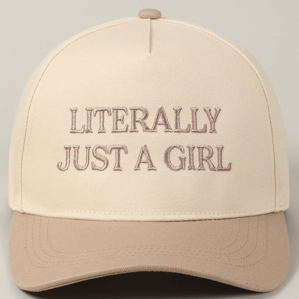 Literally Just A Girl Trucker Hat Beige | Wildfire Hygge Goods