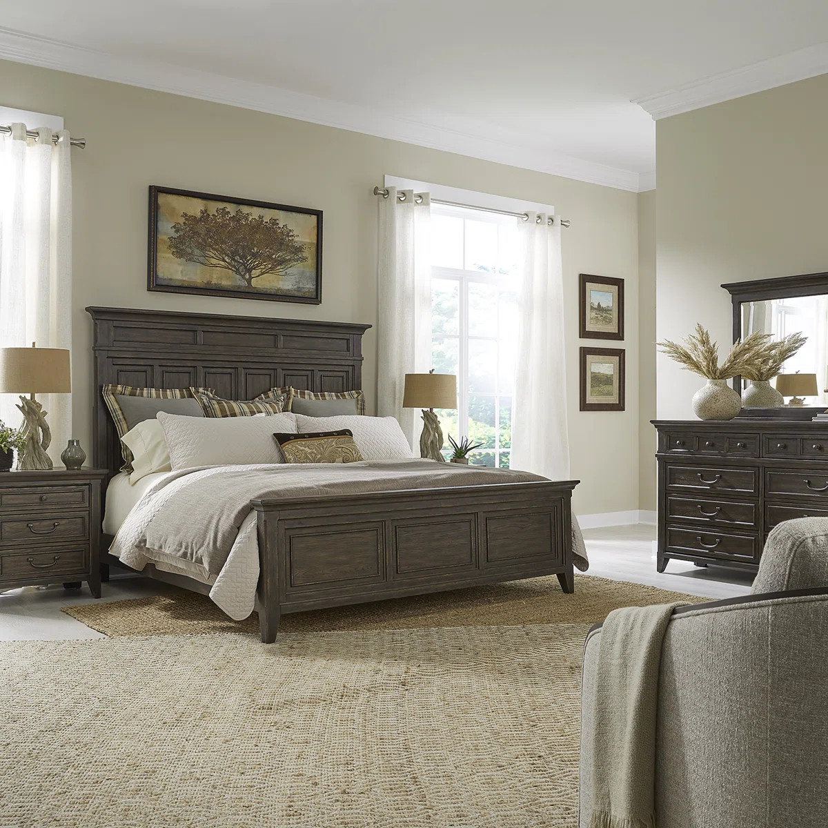 Trelawny King Panel Bed, Dresser & Mirror, Nightstand Bedroom Set | Wayfair North America