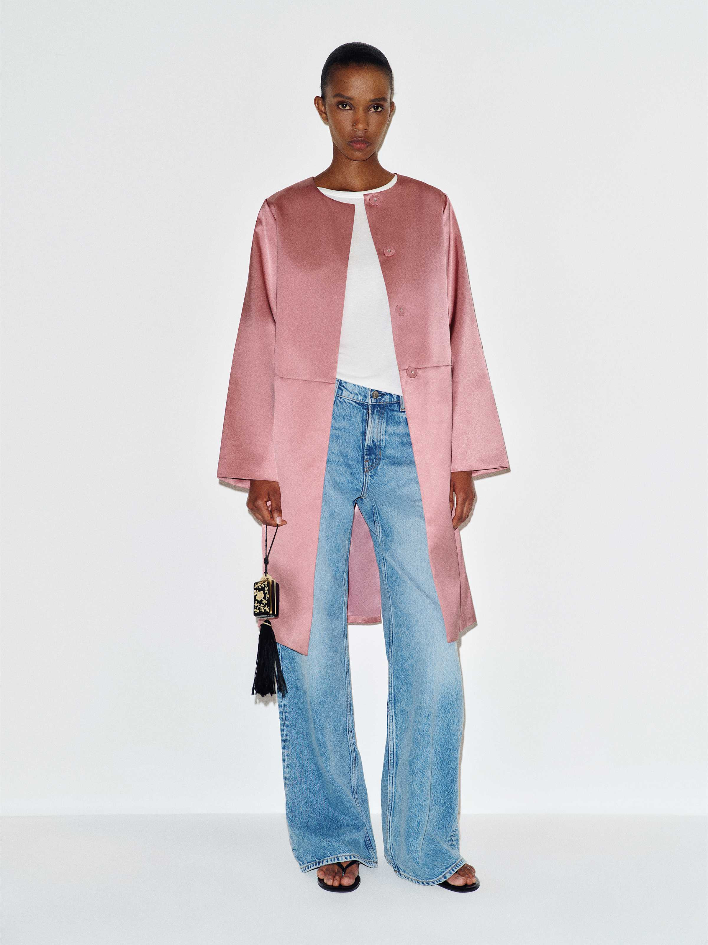 Stella Satin Coat | Reformation (Global)