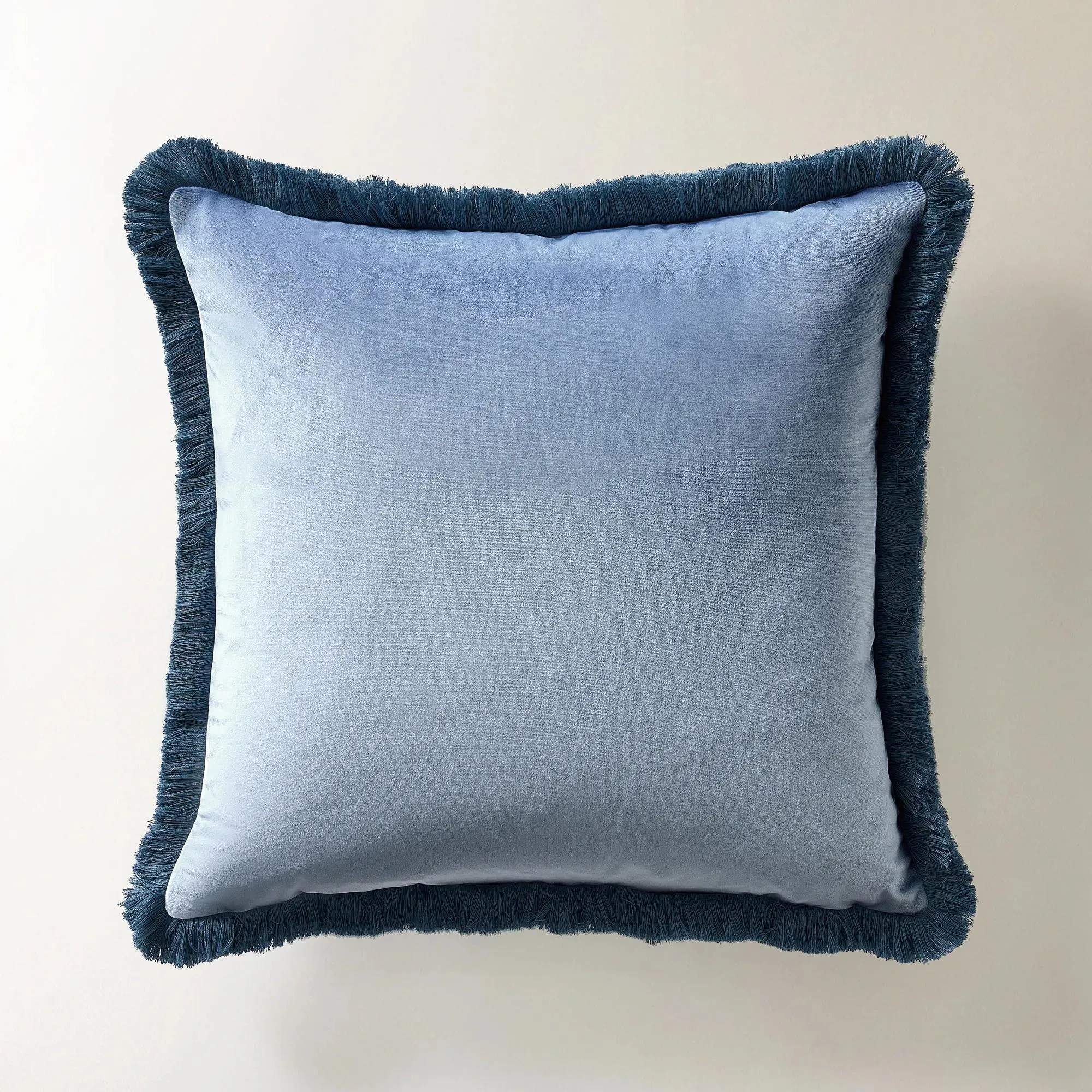 Freja Velvet Fringe Pillow 22" - Airy Blue | Z Gallerie