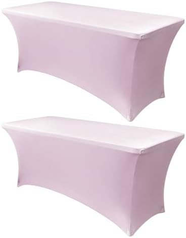 Obstal 8ft Stretch Spandex Table Cover, 2 Pack, Light Pink | Amazon (US)