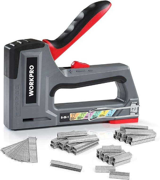 WORKPRO Staple Gun, 6-in-1, Manual Brad Nailer with 4000 Counts Staples, Upholstery Stapler Nail ... | Amazon (US)