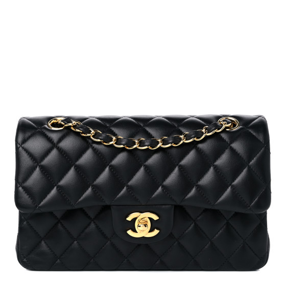 Lambskin Quilted Small Double Flap Black | FASHIONPHILE (US)