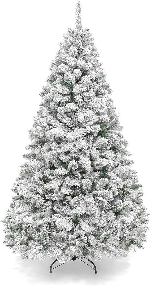 Amazon.com: Best Choice Products 7.5ft Premium Snow Flocked Artificial Holiday Christmas Pine Tre... | Amazon (US)
