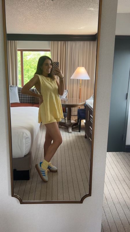 Comfiest travel outfit + adidas blue and yellow 🩵💛

#LTKTravel #LTKShoeCrush #LTKVideo