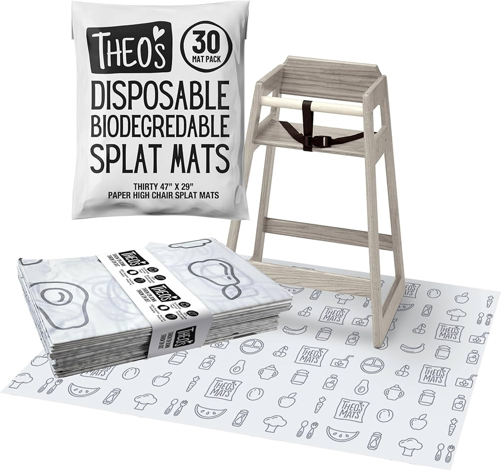 30 Pack | Disposable Splat Mats | Biodegradable + Compostable | THEO'S MATS | Under Highchair Spl... | Amazon (US)
