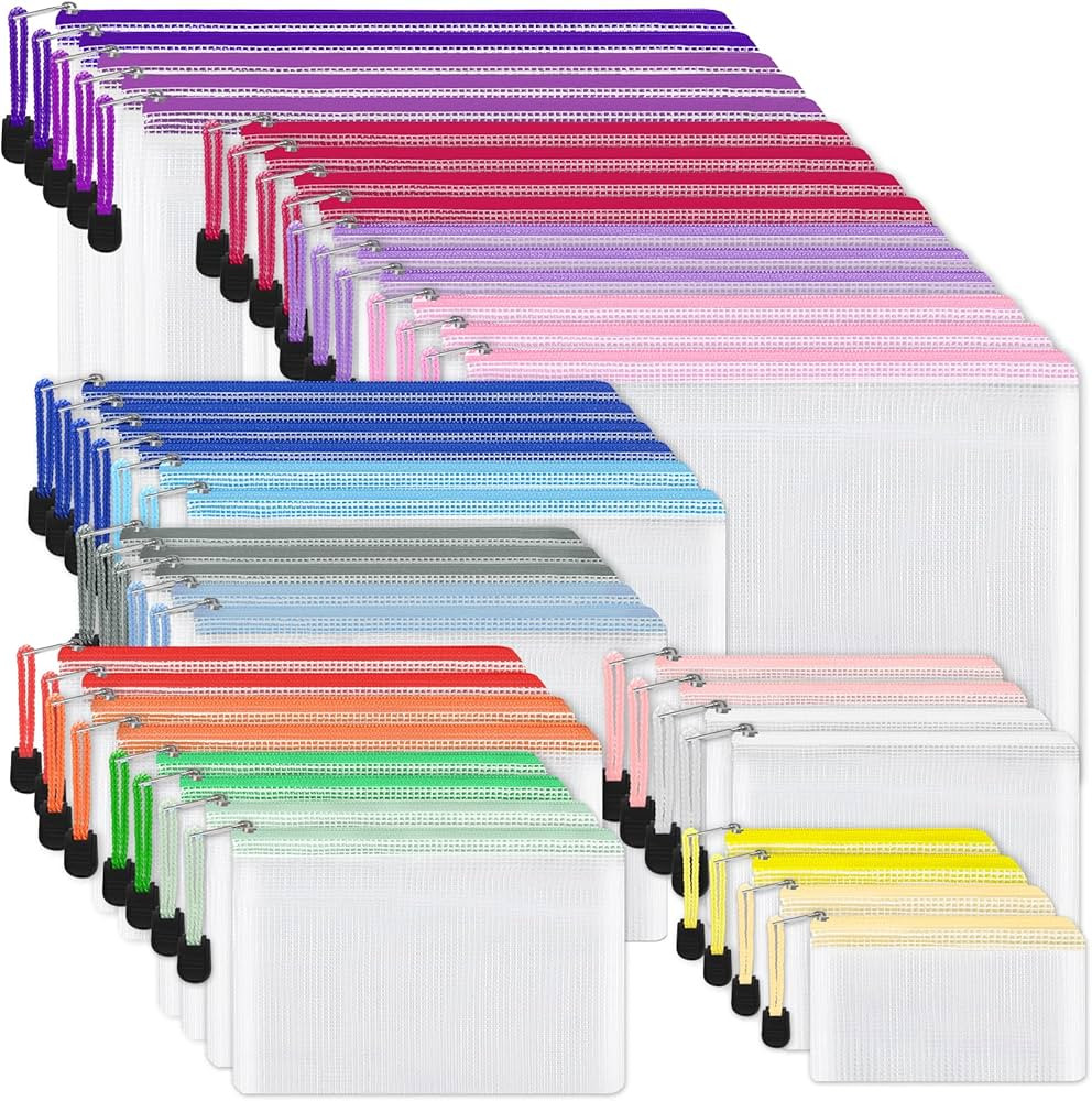 EOOUT 42pcs Mesh Zipper Pouch, 8 Sizes Waterproof Zipper Bags, 17 Colors, Multipurpose for Board ... | Amazon (US)