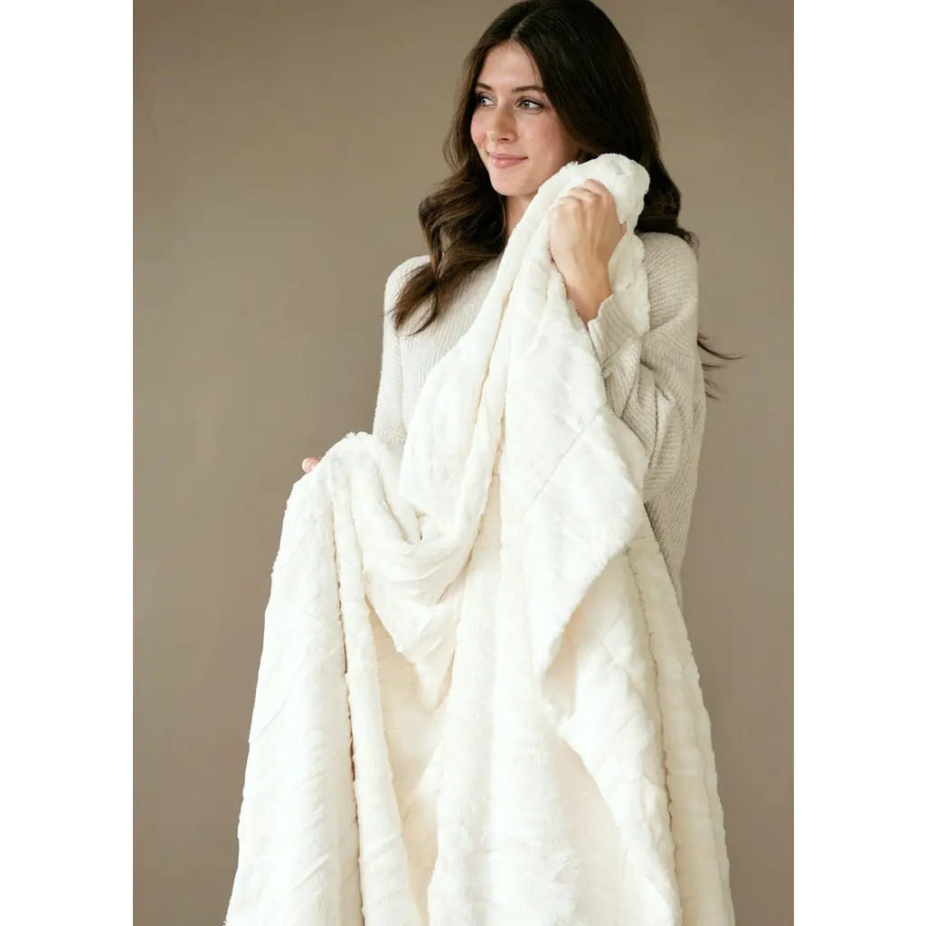 Minky Couture Sorbet Vanilla Blanket in Cream at Nordstrom, Size Medium | Nordstrom