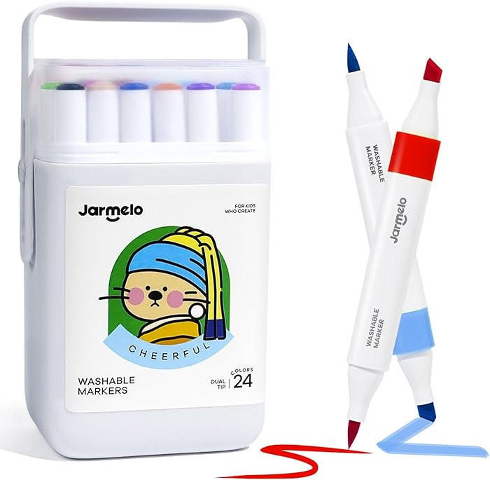 Jar Melo Washable Dual Tip Markers for Kids Ages 4-8, Brush & Chisel Tip, Water-Based Coloring Ma... | Amazon (US)
