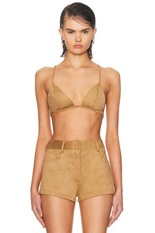 Norma Kamali No Tie Bralette Top in Brown | FWRD 