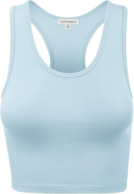 Women Sleeveless Racerback Crop Camisole Tank Tops Cotton Basic Shirts | Amazon (US)