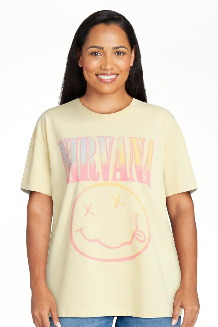 Nirvana Women's Tour Smiley Graphic Tee with Short Sleeves, Sizes XXS-XXL - Walmart.com | Walmart (US)