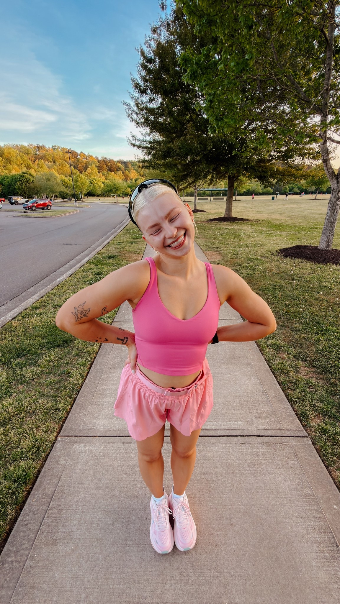 Pink running outfit 

Tank - size 6 
Shorts - size medium 

#LTKfitnessgoals #LTKActive #LTKootd