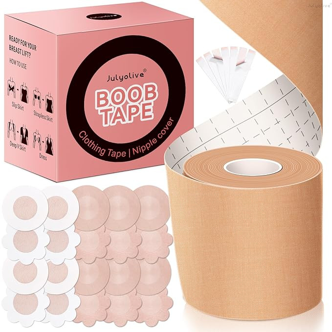 Boob Tape Kit- Boobytape for Breast Lift with Petals, Breathable Adhesive Sticky Bra Tape, Push U... | Amazon (US)