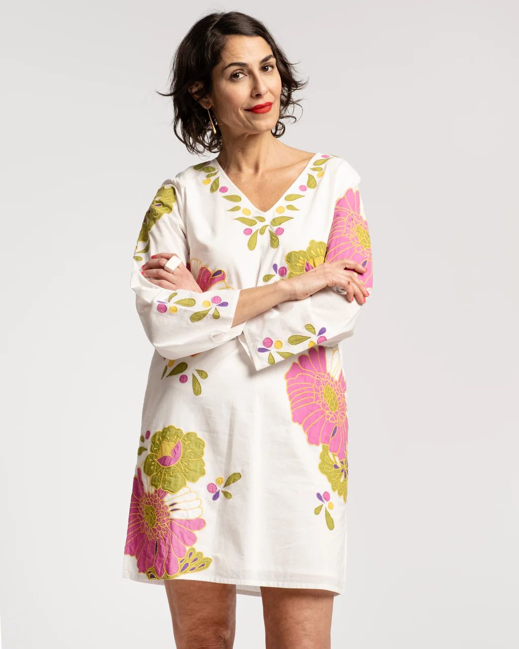 Goldie Tunic African Daisy Oyster Multi | Frances Valentine