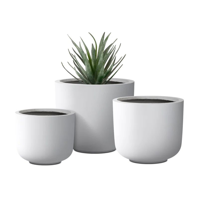 Kante 3 Piece 13.19 in, 11.02 in and 9.06 in L Round Lightweight Concrete and Fiberglass Indoor O... | Wayfair North America