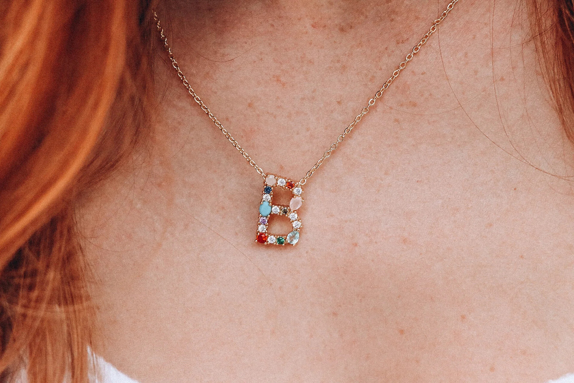 Multicolor Rhinestone Monogram Initial Statement Necklace — The Gilded Hive | The Gilded Hive