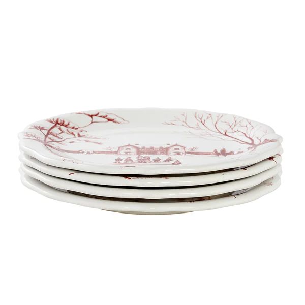 Country Estate Winter Frolic Ruby "Mr. & Mrs. Claus" Party Plates Set of 4 | Caitlin Wilson Design