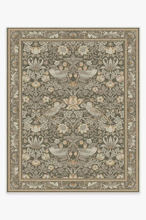 Morris & Co. Strawberry Thief Stone Gold Tufted Rug | Ruggable | Ruggable