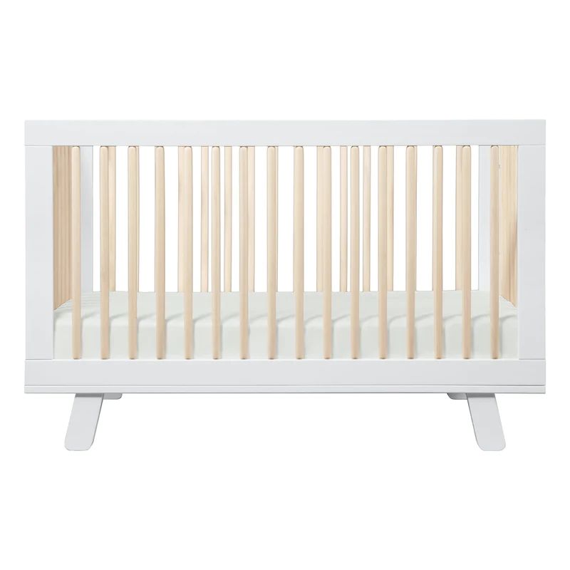 Hudson 3-in-1 Convertible Crib with Toddler Bed Conversion Kit - White/Washed Natural | Project Nursery