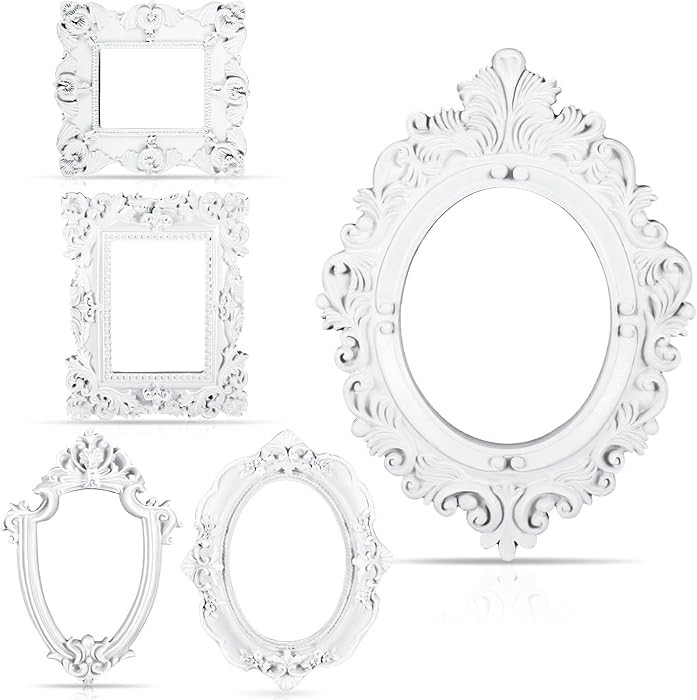 5 Pcs Vintage Mini Picture Frames Small Antique Resin Photo Frame Wall Hanging for DIY Jewelry Di... | Amazon (US)