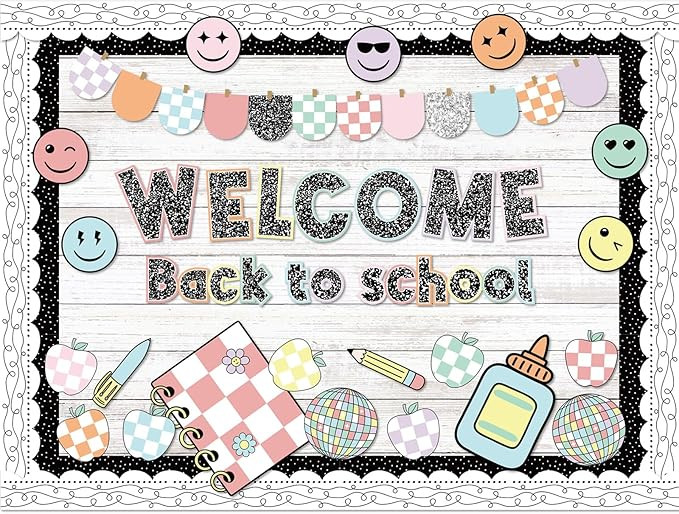 Mooliwe 94 Pcs Composition Checkered Bulletin Board Decor Set | Amazon (US)