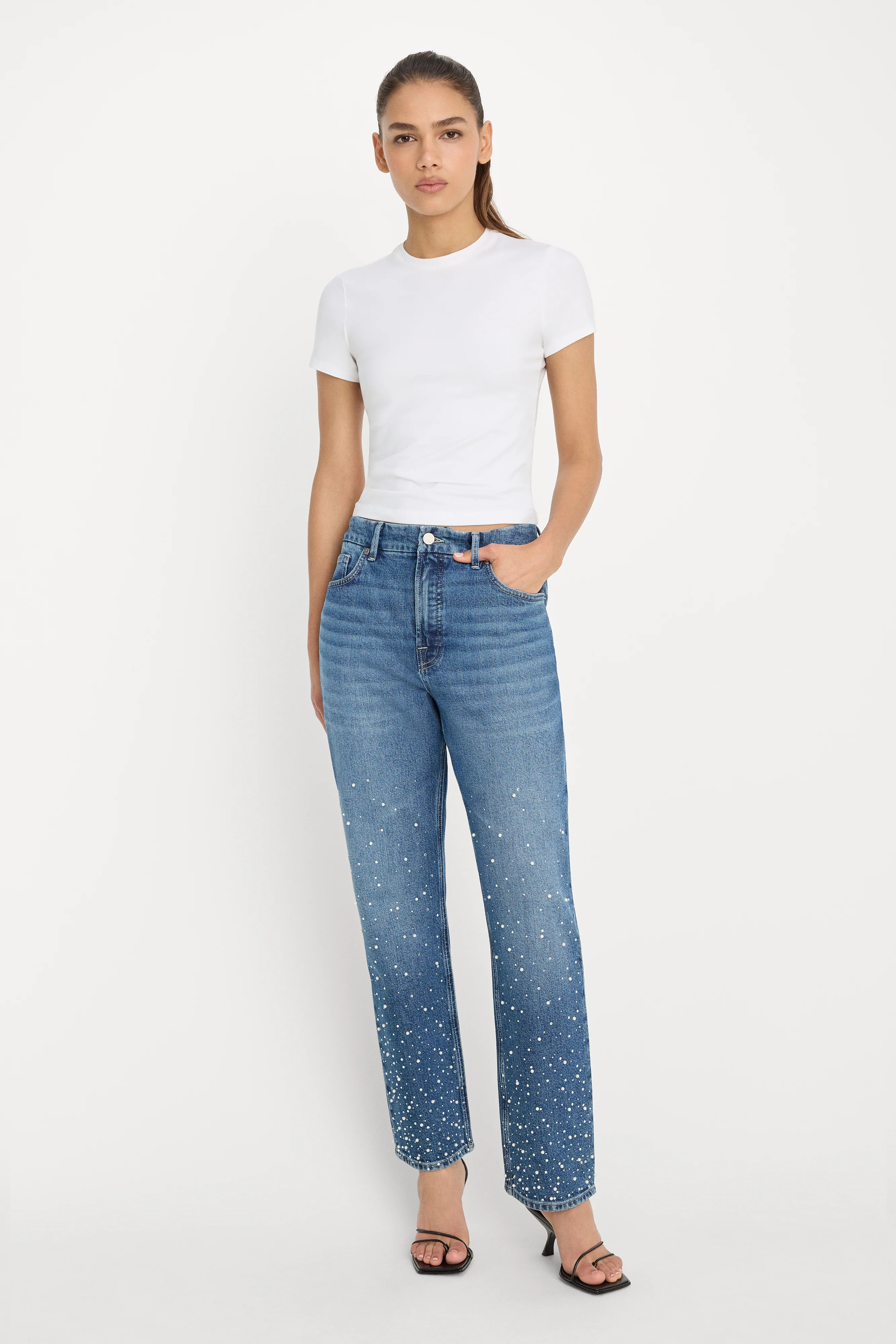 GOOD ICON STRAIGHT ANKLE PEARL JEANS | INDIGO1186 - GOOD AMERICAN | Good American