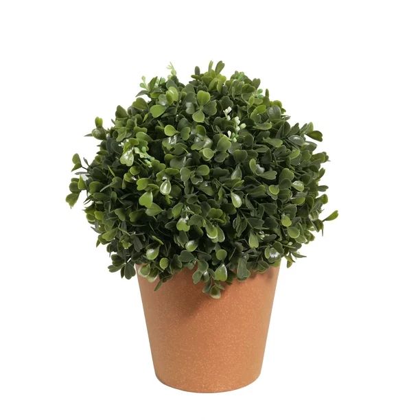 Mainstays 11" Artificial Boxwood Topiary Plant Terracotta Pot in Green - Walmart.com | Walmart (US)