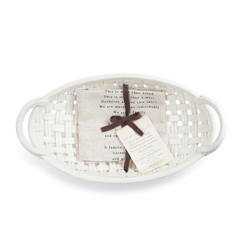 Ceramic Bread Basket with Towel | DEMDACO