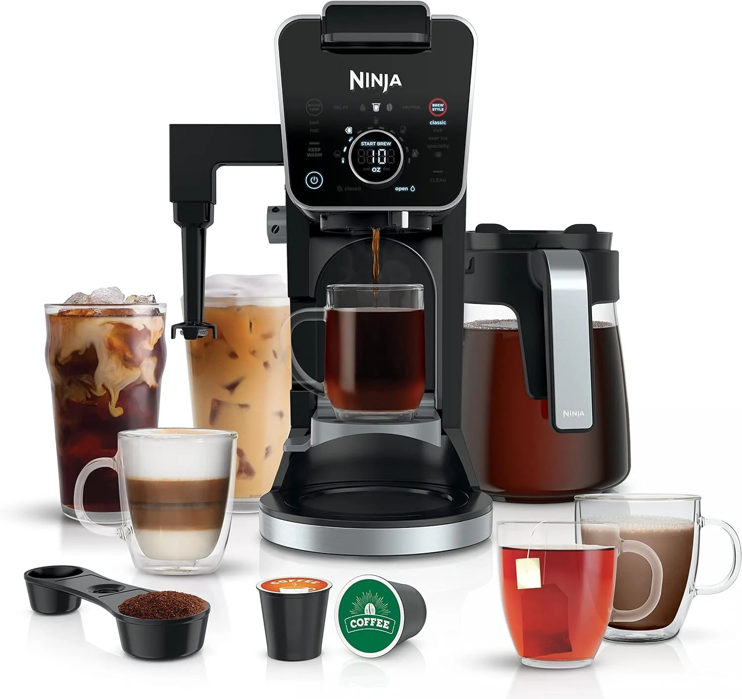 Ninja CFP301 DualBrew Pro Specialty 12-Cup Coffee Maker with Glass Carafe, Single-Serve, Grounds,... | Walmart (US)