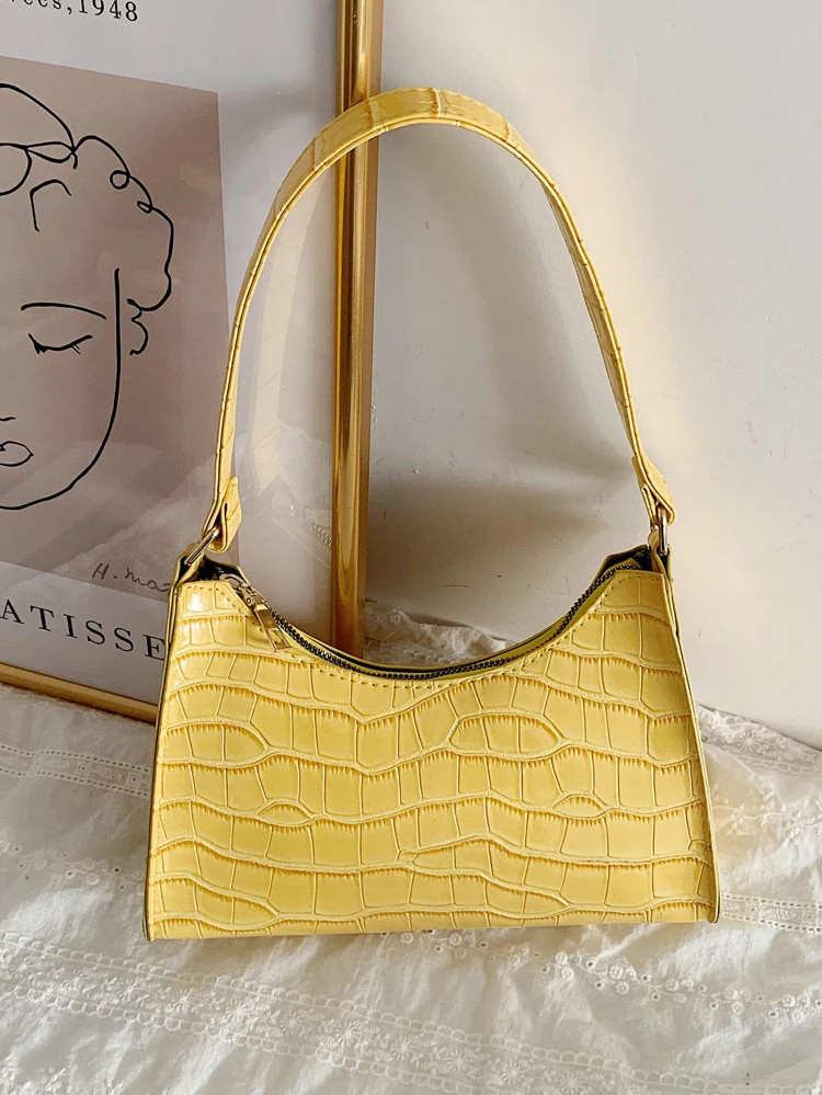 Croc Embossed Baguette Bag | SHEIN