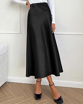 BTFBM 2023 Women's Long Satin Summer Fall Skirt Silk Elegant High Waist Cocktail Party Wedding Fl... | Amazon (US)